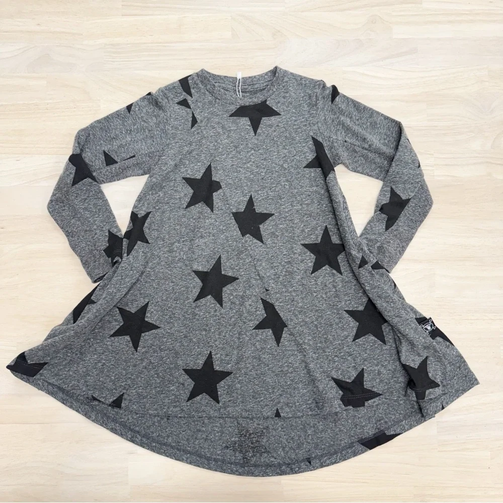 Nununu 3/4 slub knit long sleeve star dress